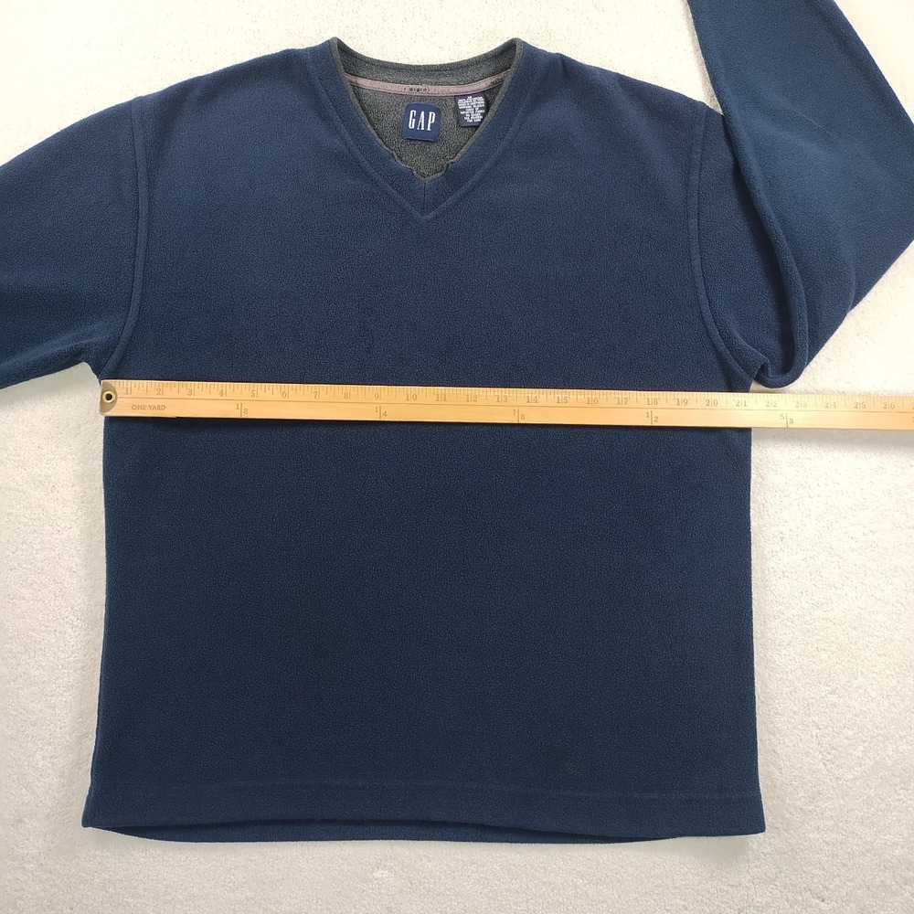 Vintage 90s GAP Fleece Pullover V-Neck Sweatshirt Men's Med Blue Retro Outdoor - Picture 7 of 8